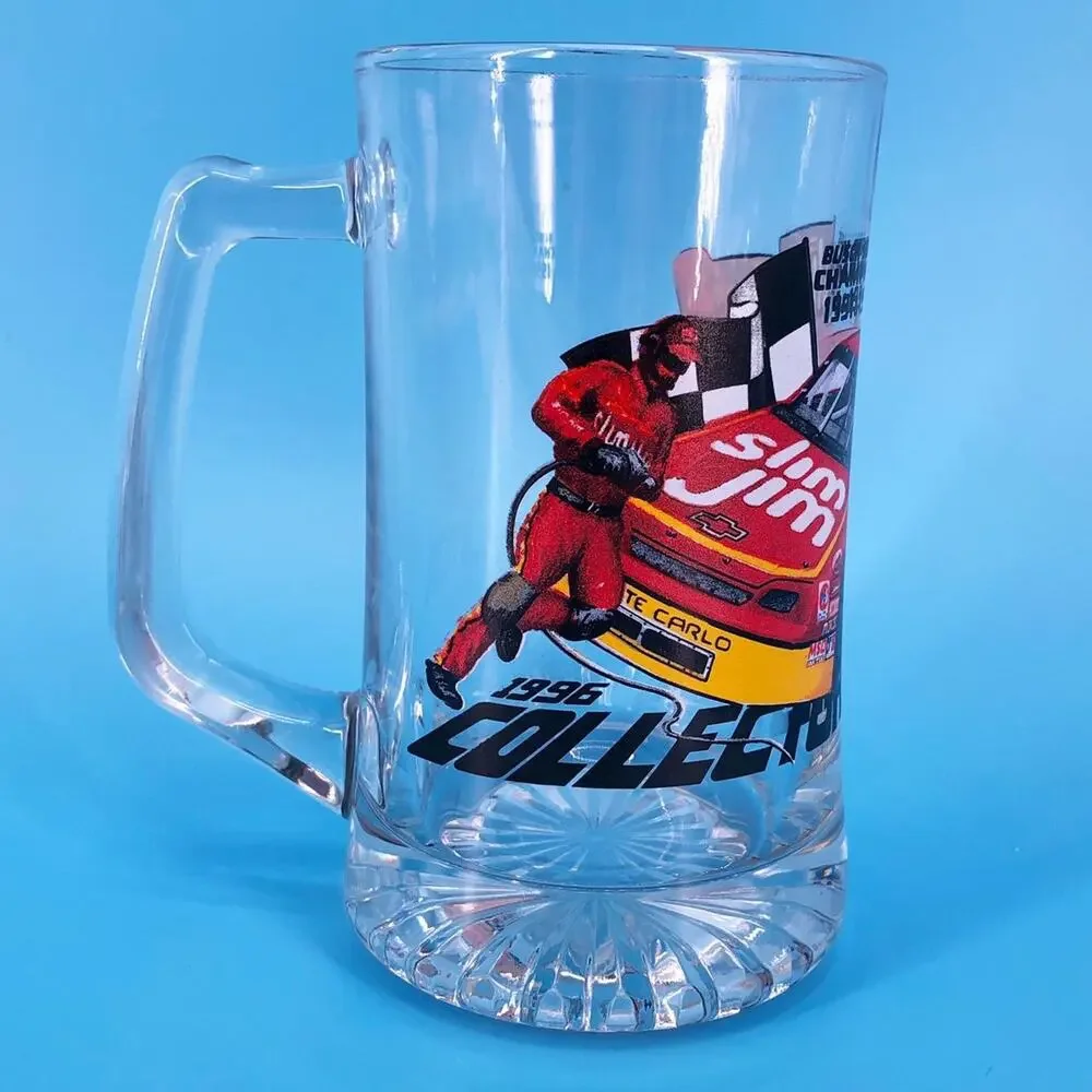 glass beer mug 1996 Slim Jim Racing Team NASCAR Busch Series